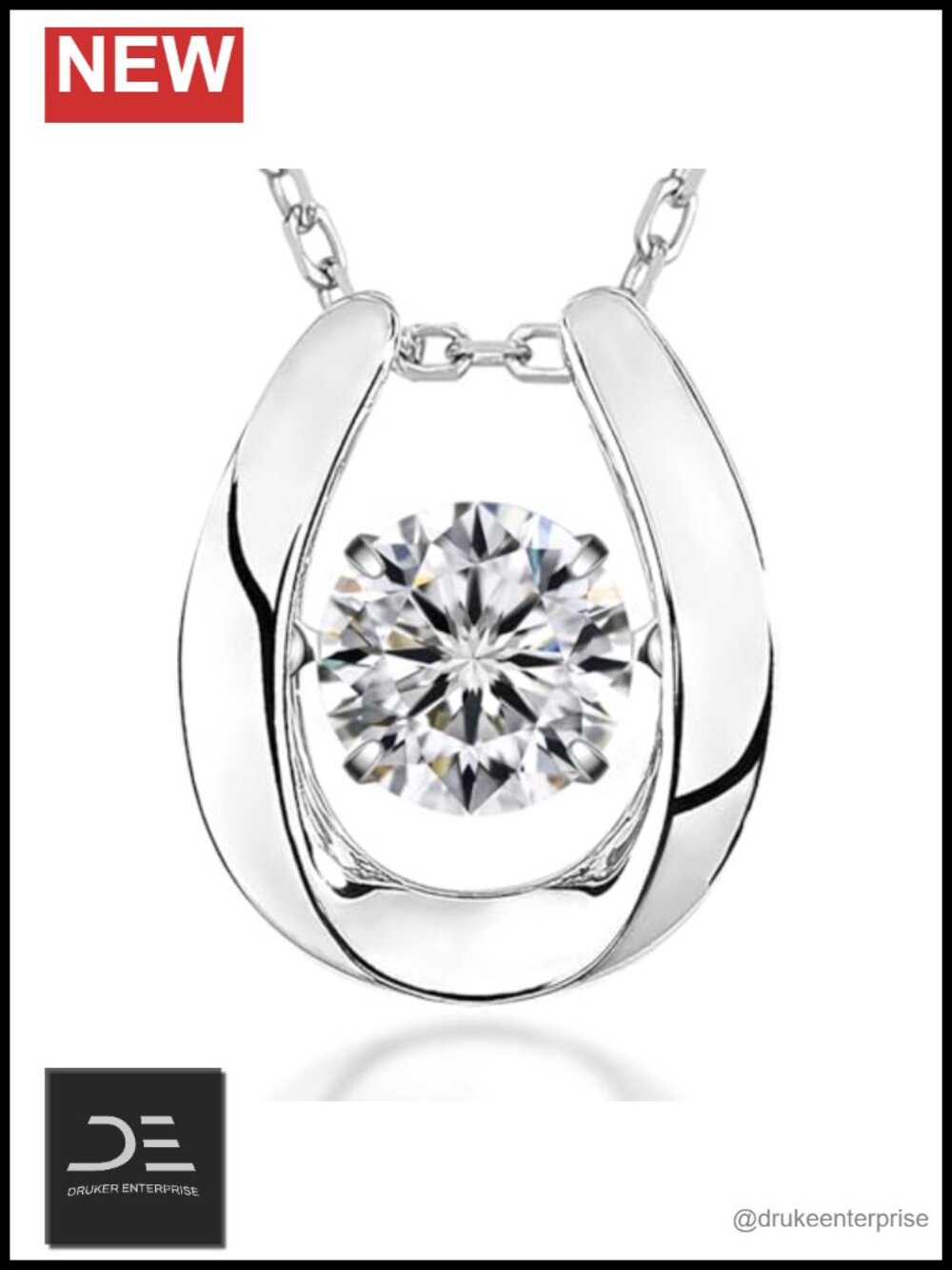 1 CT Moissanite 925 Sterling Silver Dancing Pendant Necklace 18+2 Inch
